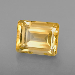Citrine jaune naturelle taille émeraude, 2,49 ct, VS