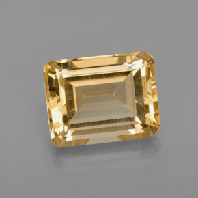 Citrine jaune naturelle taille émeraude, 2,38 ct, VVS