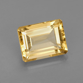 Citrine jaune naturelle taille émeraude, 2,31 ct, VVS