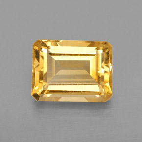 Citrine jaune naturelle taille émeraude, 2,19 ct, VVS