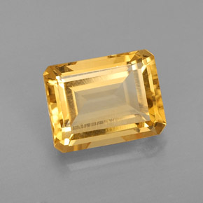 Citrine jaune naturelle taille émeraude, 2,19 ct, VVS