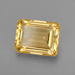 Citrine jaune naturelle taille émeraude, 2,33 ct, VVS