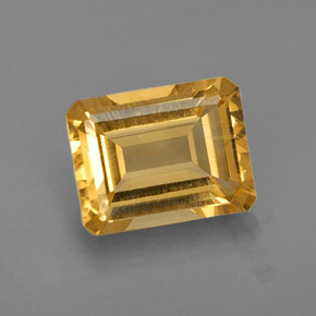 Citrine jaune naturelle taille émeraude, 2,09 ct, VVS