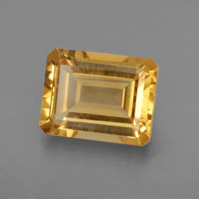Citrine jaune naturelle taille émeraude, 2,09 ct, VVS