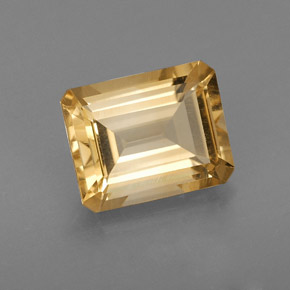Citrine jaune naturelle taille émeraude, 2,05 ct, VS