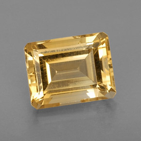 Citrine jaune naturelle taille émeraude, 2,33 ct, VS