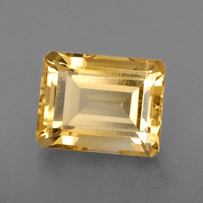 Citrine jaune naturelle taille émeraude, 2,33 ct, VS