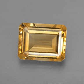 Citrine jaune naturelle taille émeraude, 1,96 ct, VVS