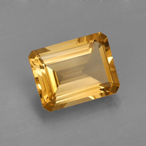 Citrine jaune naturelle taille émeraude, 1,96 ct, VVS