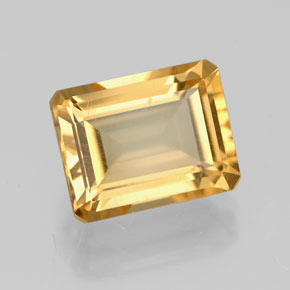 Citrine jaune naturelle taille émeraude, 2,18 ct, VVS
