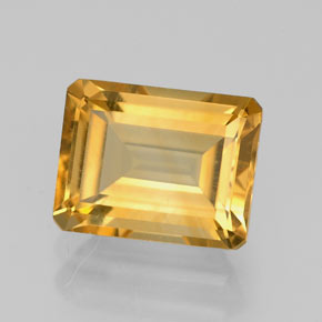Citrine jaune naturelle taille émeraude, 2,19 ct, VVS
