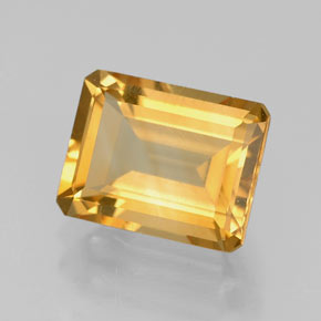 Citrine jaune naturelle taille émeraude, 2,19 ct, VVS