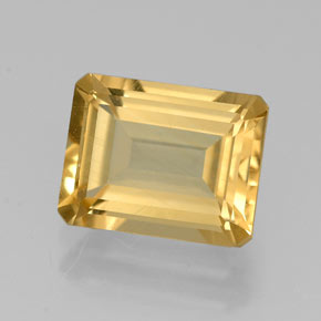 Citrine jaune naturelle taille émeraude, 2,23 ct, VVS