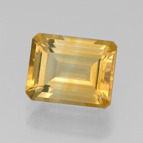Citrine jaune naturelle taille émeraude, 2,18 ct, VVS