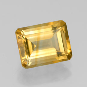 Citrine jaune naturelle taille émeraude, 2,18 ct, VVS