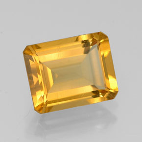 Citrine jaune naturelle taille émeraude, 2,11 ct, VVS