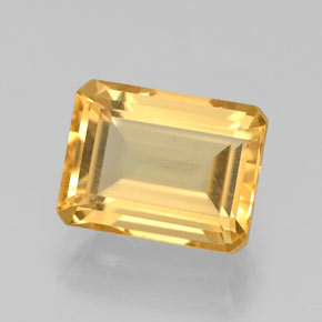 Citrine jaune naturelle taille émeraude, 2,24 ct, VVS