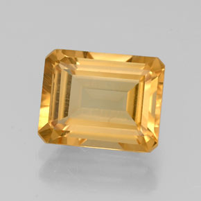 Citrine jaune naturelle taille émeraude, 2,18 ct, VVS