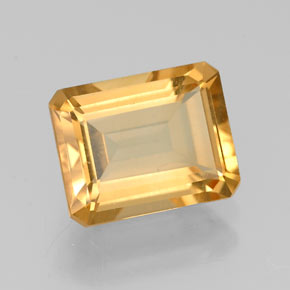 Citrine jaune naturelle taille émeraude, 2,18 ct, VVS