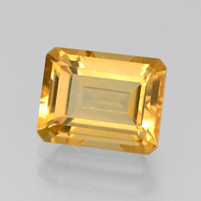 Citrine jaune naturelle taille émeraude, 2,21 ct, VVS