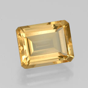 Citrine jaune naturelle taille émeraude, 2,22 ct, VVS
