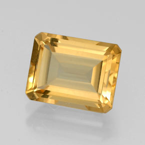 Citrine jaune naturelle taille émeraude, 2,22 ct, VVS