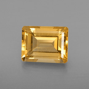 Citrine jaune naturelle taille émeraude, 2,37 ct, VVS