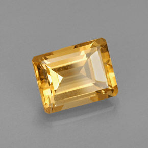 Citrine jaune naturelle taille émeraude, 2,37 ct, VVS