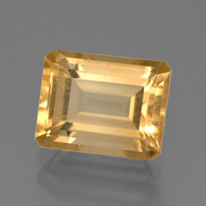Citrine jaune naturelle taille émeraude, 2,32 ct, VVS