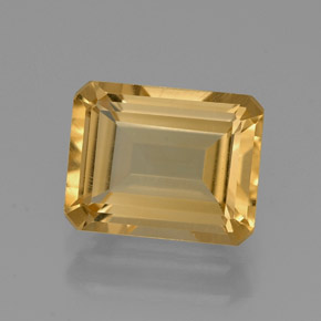 Citrine jaune naturelle taille émeraude, 2,10 ct, VVS