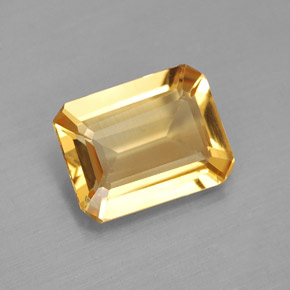 Citrine jaune naturelle taille émeraude, 1,69 ct, VS