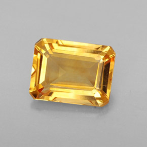 Citrine jaune naturelle taille émeraude, 1,97 ct, VVS-VS