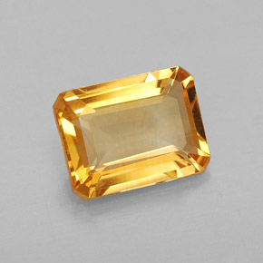 Citrine jaune naturelle taille émeraude, 1,97 ct, VVS-VS