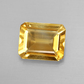 Citrine jaune naturelle taille émeraude, 1,68 ct, VVS-VS