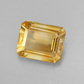 Citrine jaune naturelle taille émeraude, 1,68 ct, VVS-VS