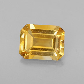 Citrine jaune naturelle taille émeraude, 1,69 ct, VVS-VS