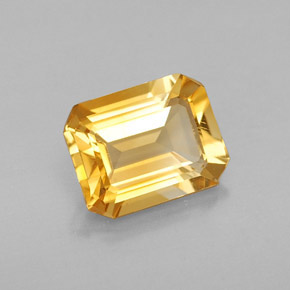 Citrine jaune naturelle taille émeraude, 1,69 ct, VVS-VS