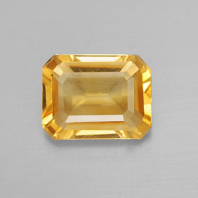 Citrine jaune naturelle taille émeraude, 1,83 ct, VVS-VS