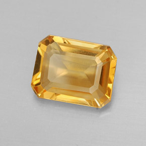 Citrine jaune naturelle taille émeraude, 1,83 ct, VVS-VS