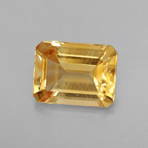 Citrine jaune naturelle taille émeraude, 1,94 ct, VS