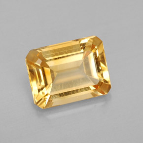 Citrine jaune naturelle taille émeraude, 1,94 ct, VS
