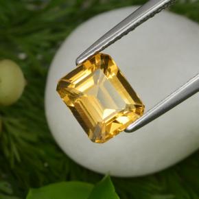 Citrine jaune naturelle taille émeraude, 1,98 ct, VVS-VS