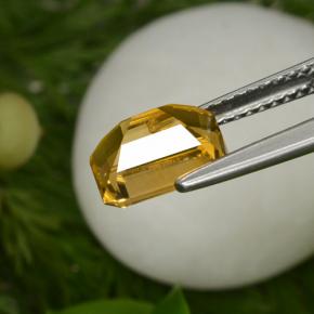Citrine jaune naturelle taille émeraude, 1,98 ct, VVS-VS