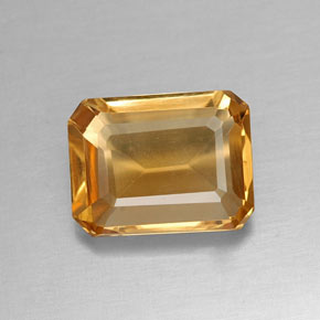 Citrine jaune naturelle taille émeraude, 1,84 ct, VVS-VS