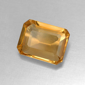 Citrine jaune naturelle taille émeraude, 1,84 ct, VVS-VS