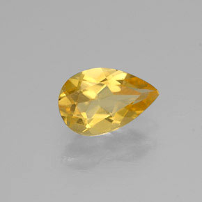 Citrine jaune naturelle en forme de poire, 0,65 ct, VVS