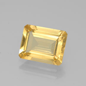 Citrine jaune naturelle taille émeraude, 1,92 ct, VS