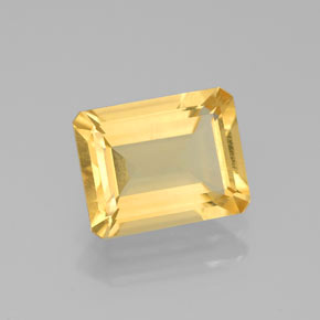 Citrine jaune naturelle taille émeraude, 1,92 ct, VS