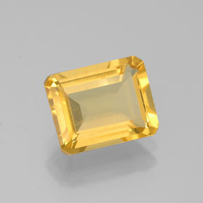 Citrine jaune naturelle taille émeraude, 2,01 ct, VS