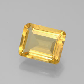 Citrine jaune naturelle taille émeraude, 2,01 ct, VS